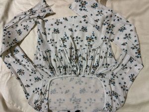 Floral Print Tie-Front Top