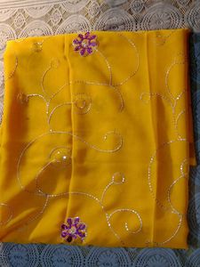 Vibrant Yellow Saree with Embellishments