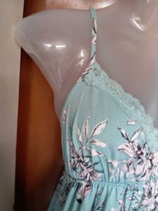 Light Sky Blue Floral Cotton Dress