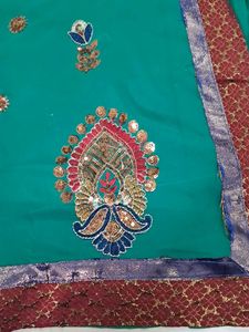 Stunning Teal Embroidered Saree