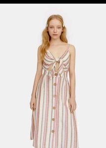 Striped Tie-Front Midi Dress