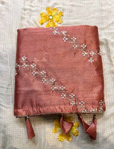 Brand new coral blend silk saree with blouse