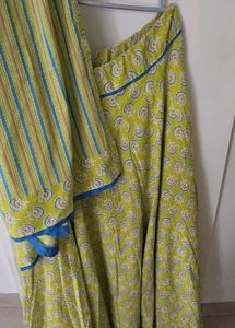 Elegant Yellow Block Print Lehenga Set