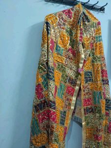 heavy fancy multicolour bandhej sequence duptta