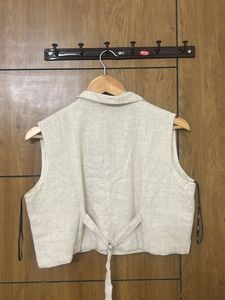 Linen blend blazer top