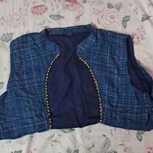 Stylish Blue Sleeveless Jacket Surg use with