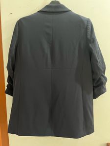 Navy Blue Blazer with ruched sleeve