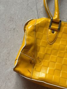 Bright Yellow Patent Leather Handbag