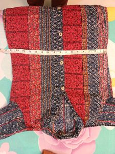 Vintage Red &amp; Blue Print Dress