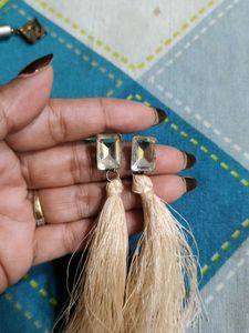 combo set# Chic Tassel Earrings - Blue &amp; Beige