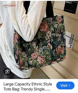 Vintage Floral Tapestry Tote Bag(jute)