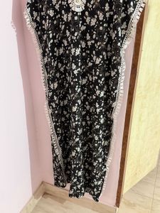 Floral Print Black Kaftan Dress (From Dubai🇦🇪)