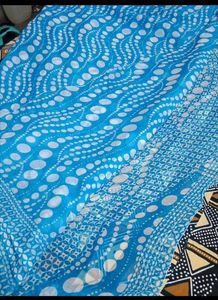 Blue Saree with White Polka Dots