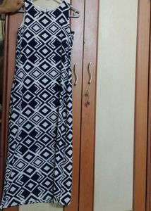 Navy & White Geometric Maxi Dress