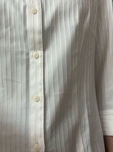 32-34 inches Chic Striped White Collared Shirt