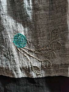 Grey Embroidered Dupatta with Tassels