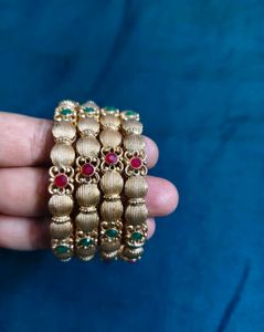 Gold  Bangles with Stones