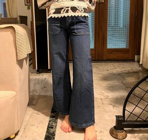 Flared Blue Denim Jeans