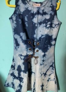 Tie-Dye Lace-Up Mini Dress