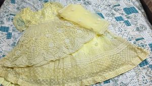 Designer Yellow Peplum Lehenga Choli Set