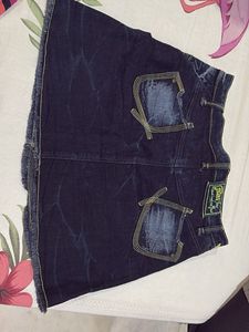 Embroidered Denim Mini Skirt