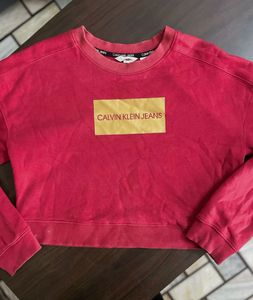 Calvin Klein Jeans Red Crop Sweatshirt