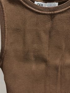 Zara Brown Knit Vest Top