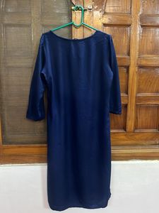 Elegant Navy Blue Kurta with Golden Print