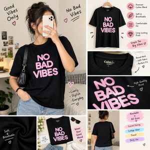Graphic Print T-Shirt "No Bad Vibes"