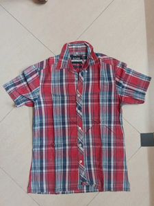 Men's Red Plaid Short Sleeve Shirt