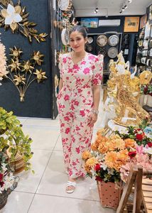Floral Jumpsuit with Puff Sleeves