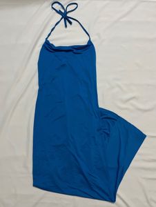 Vibrant Blue Halter Neck Maxi Dress