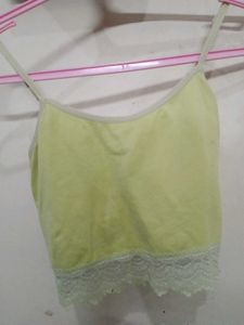 Light Yellow Camisole with Lace Trim