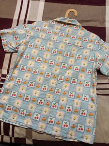 Cute Cherry Print Button-Up Shirt