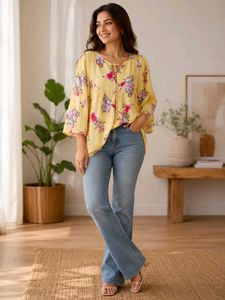 Yellow Floral Print Tunic Top