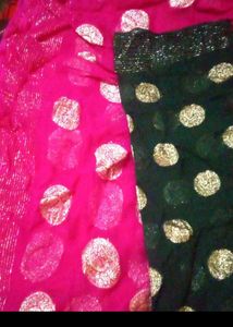 Vibrant Polka Dot Saree with blouse piece