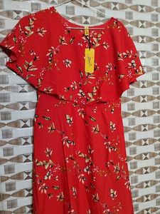 Red Floral Print Maxi Dress