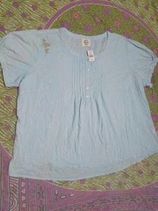 Light Blue Puff Sleeve Top