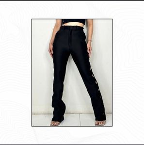 Heart Cut Out Chic Black Flare Pants