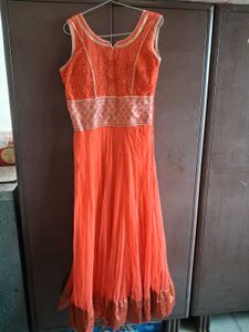 Elegant Orange Anarkali Suit Set