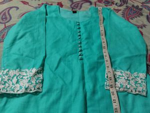 sky blue kurta, pant with net duptta
