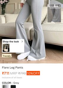 Trendy Black and Grey Flare Leg Pants