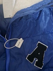 Blue Puffer Jacket with Letter