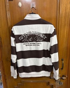 Nuon Westside Brown Striped Polo Sweatshirt