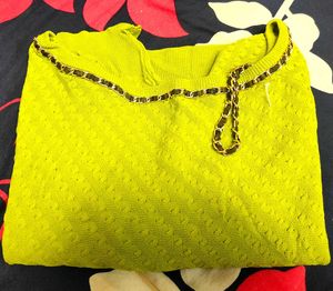 Lime Green fancy top - chain off shoulder Sleev
