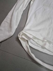 White Ribbed Wrap Top