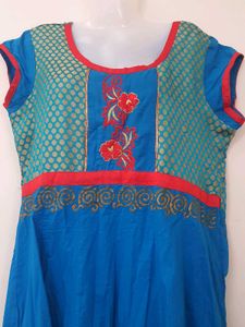 Vibrant Blue Embroidered Kurti