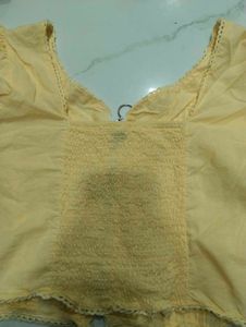 Yellow Ethnic Blouse with Zipper