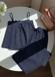 Chic Navy Lace Trim Jumpsuit
