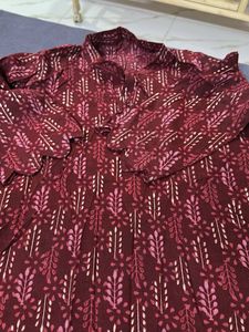 Maroon Printed Kurta